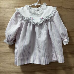 The Designer Collection by Harold Square vintage dress/top pink stripes collar